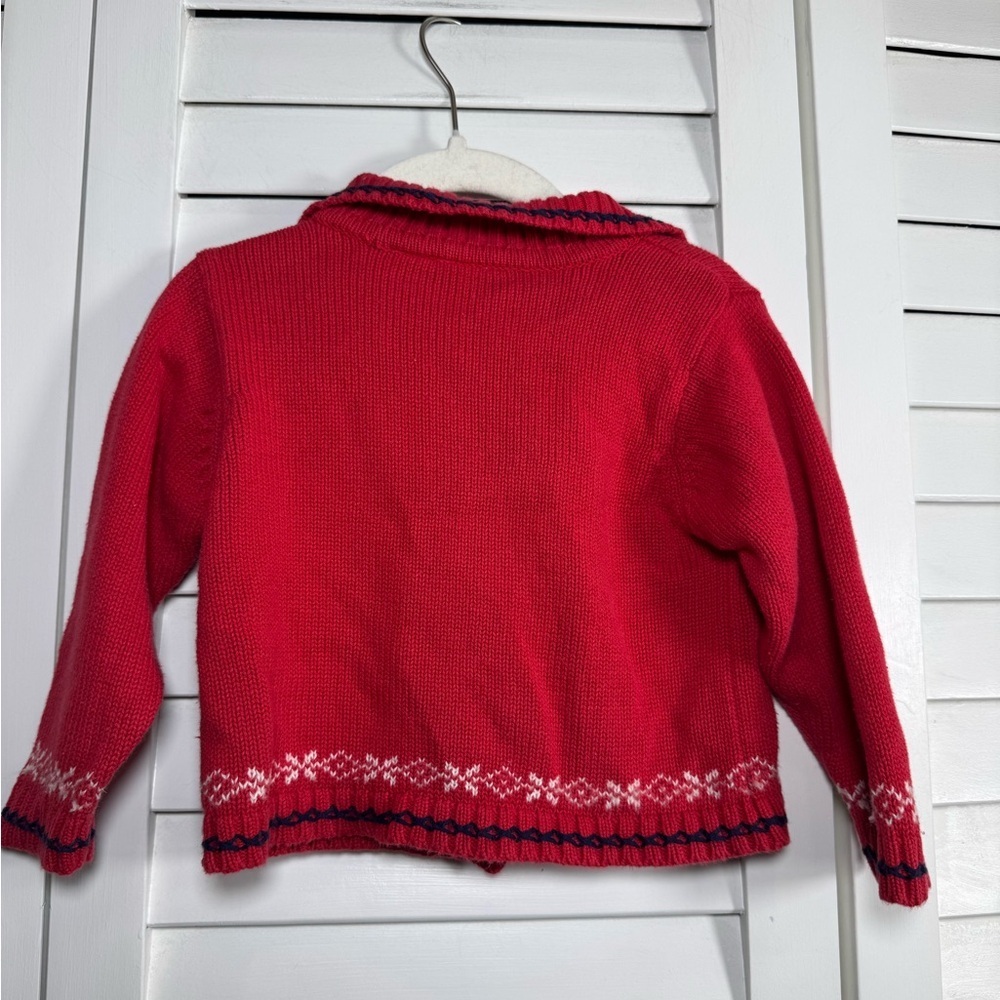Vintage Second Step Toddler Kids Red Snowman Cardigan Sweater Size 18M - Picture 3 of 5